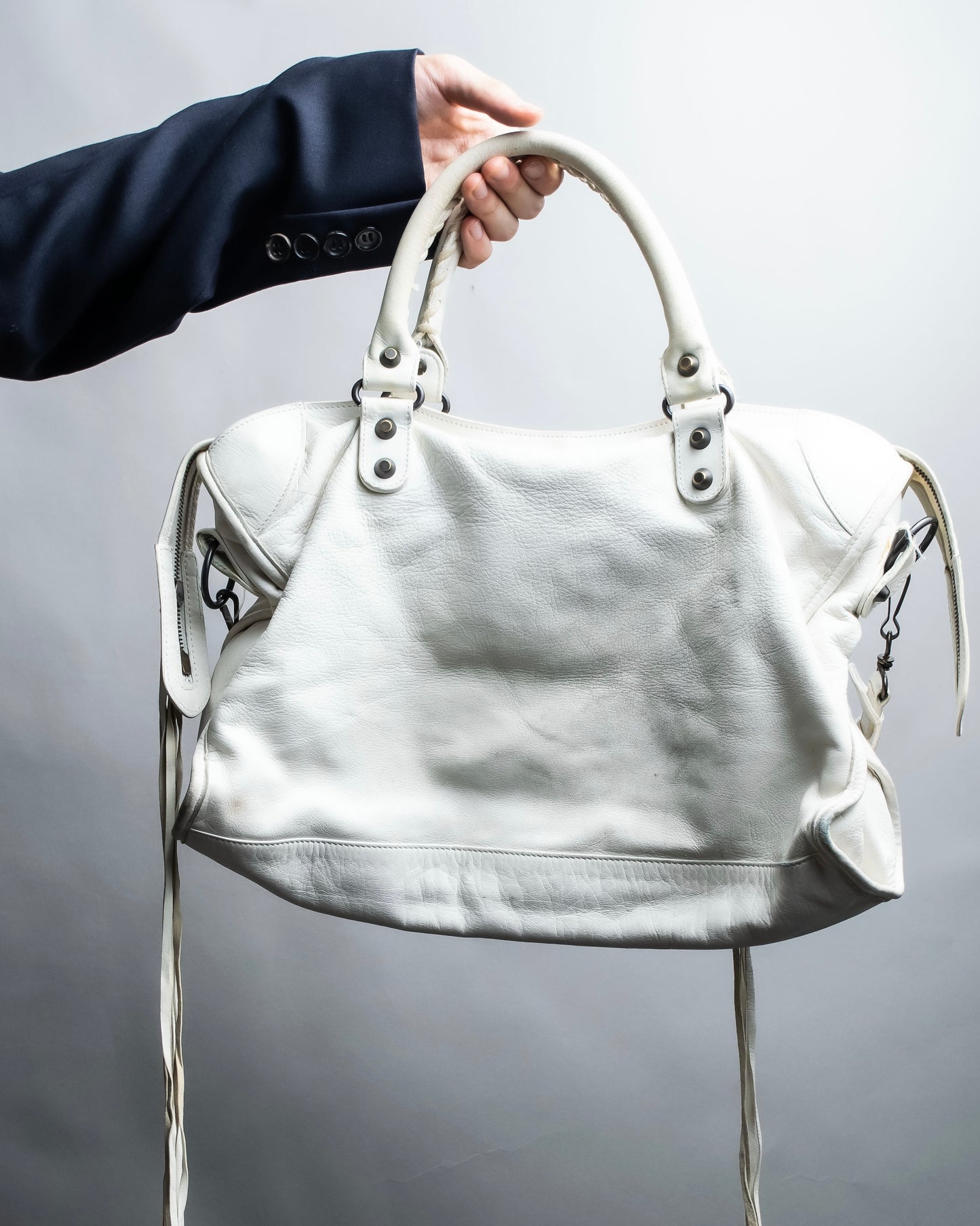 "BALENCIAGA" Ivory color city series hand bag