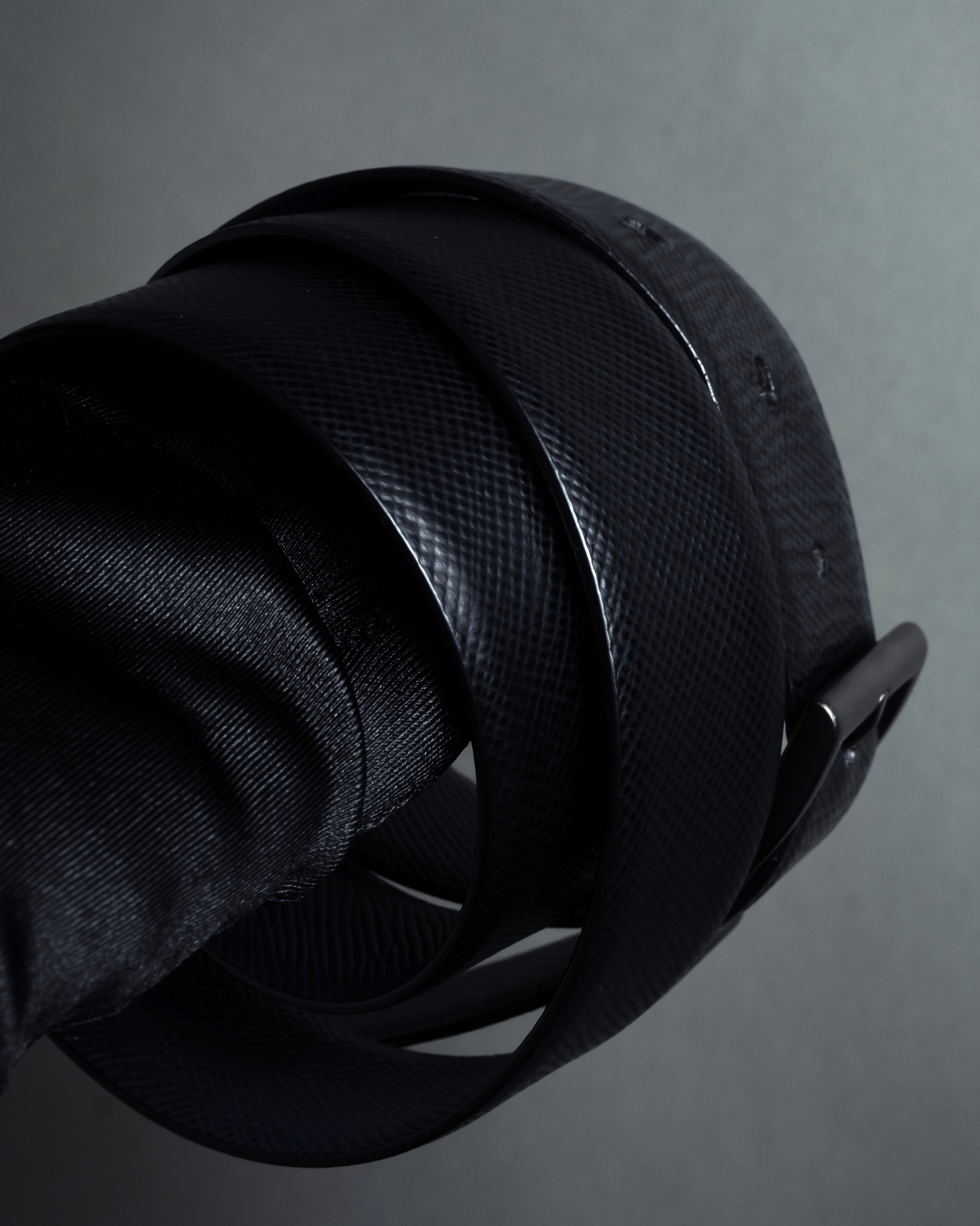 "PRADA" Black x blue reversible design belt