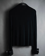 –SPECIAL– "HERMES" 00’s Leather-trimmed viscose evening shirt