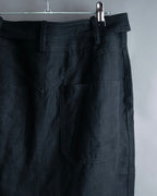 "HERMES" Belted button design linen skirt
