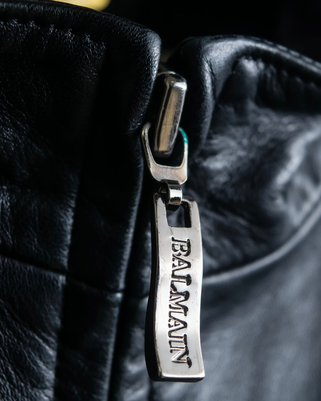 "BALMAIN" Braided detail lamb leather zip-up vest