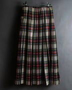 "PINK HOUSE" Tartan check pleated wrap skirt