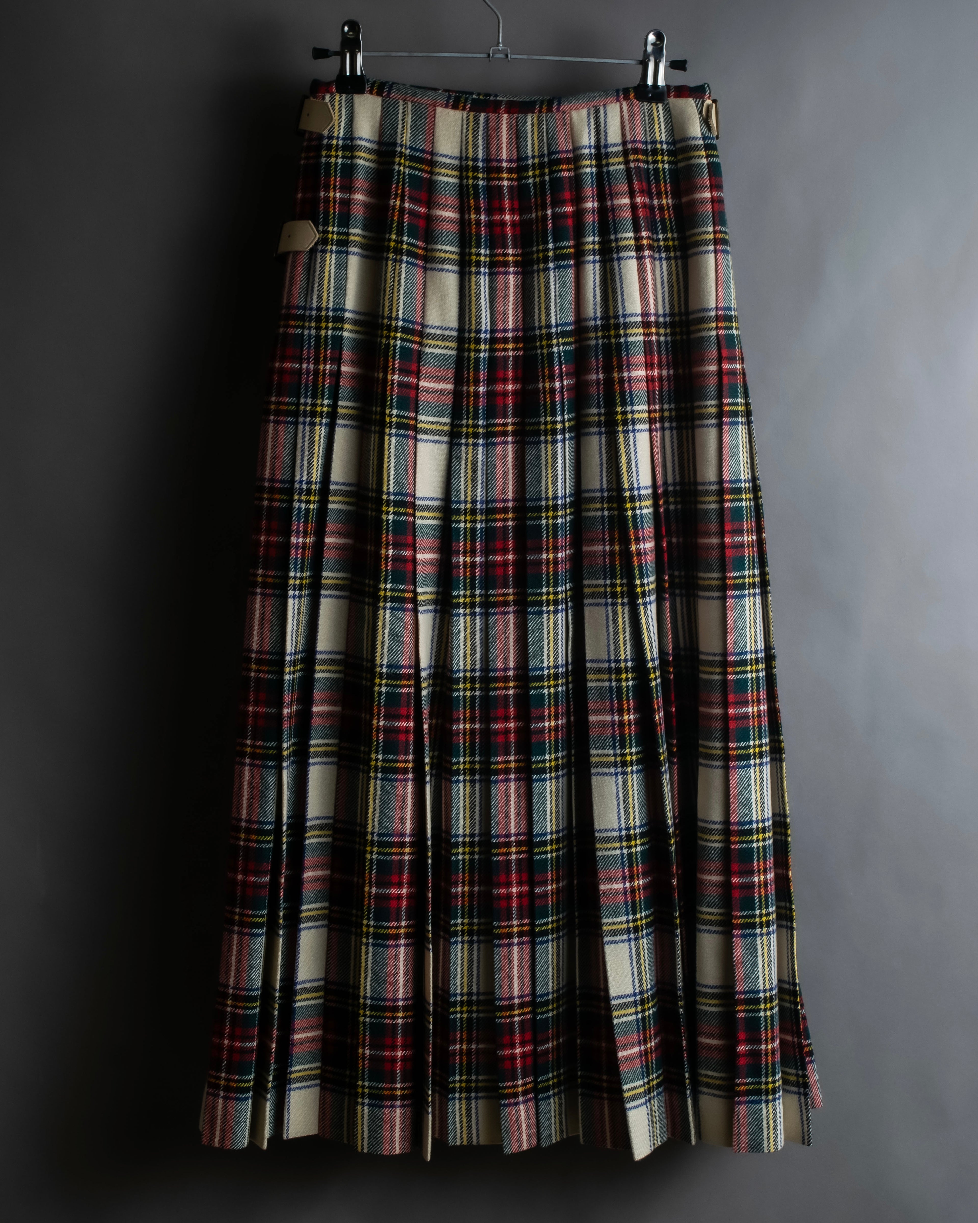 "PINK HOUSE" Tartan check pleated wrap skirt