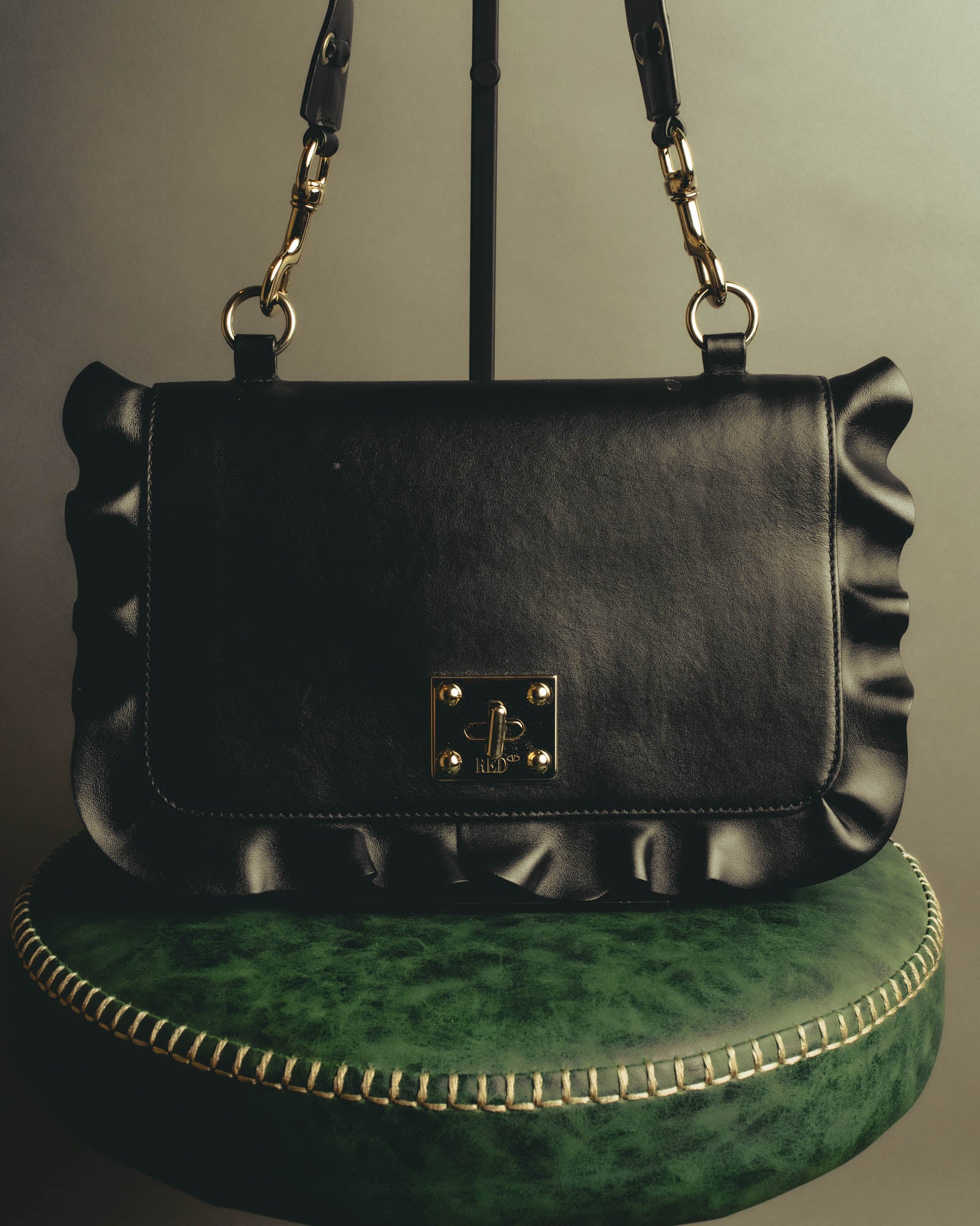 "RED VALENTINO" 2010's Ruffled leather shoulder bag