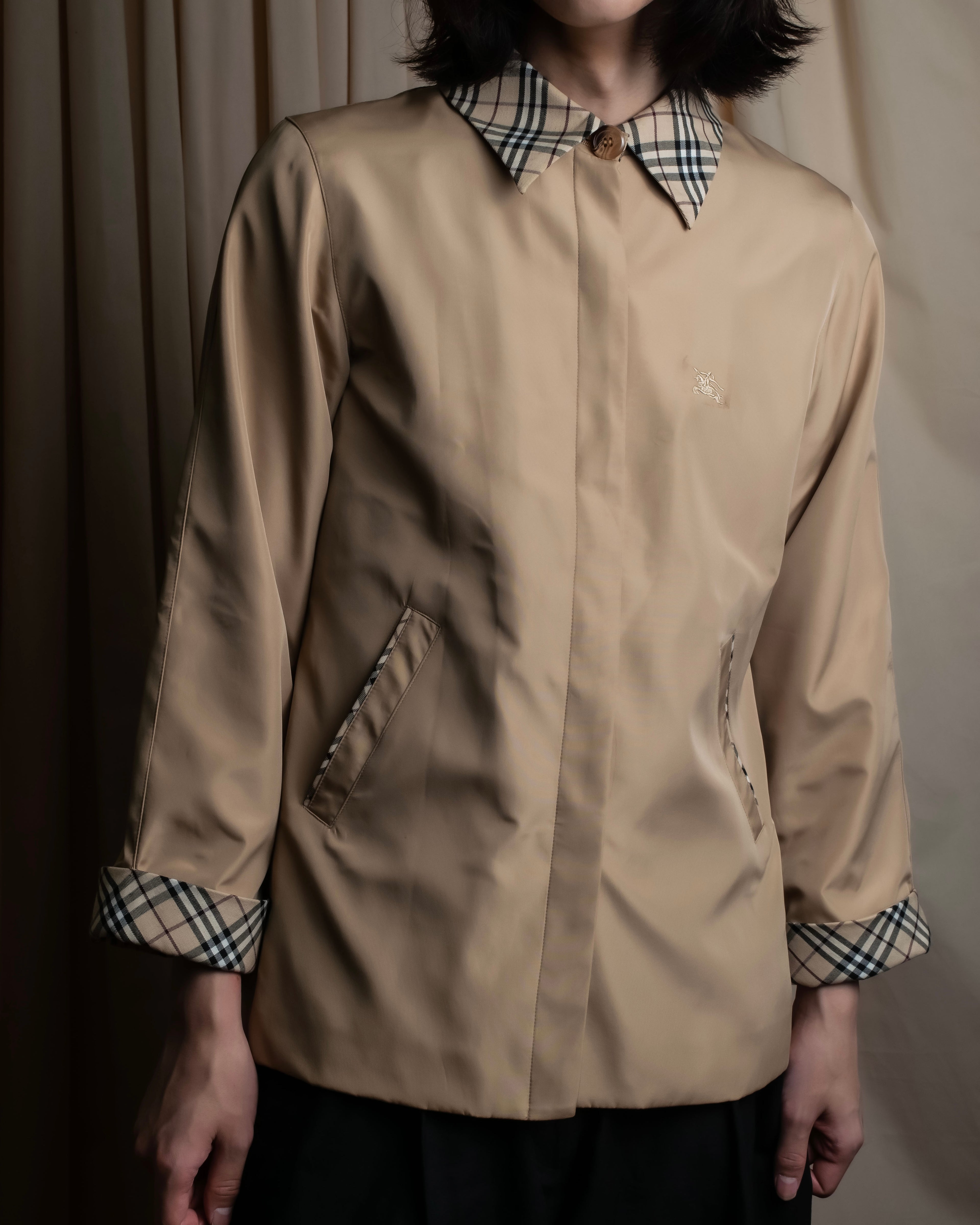 "BURBERRYS" Check reverse design short blouson