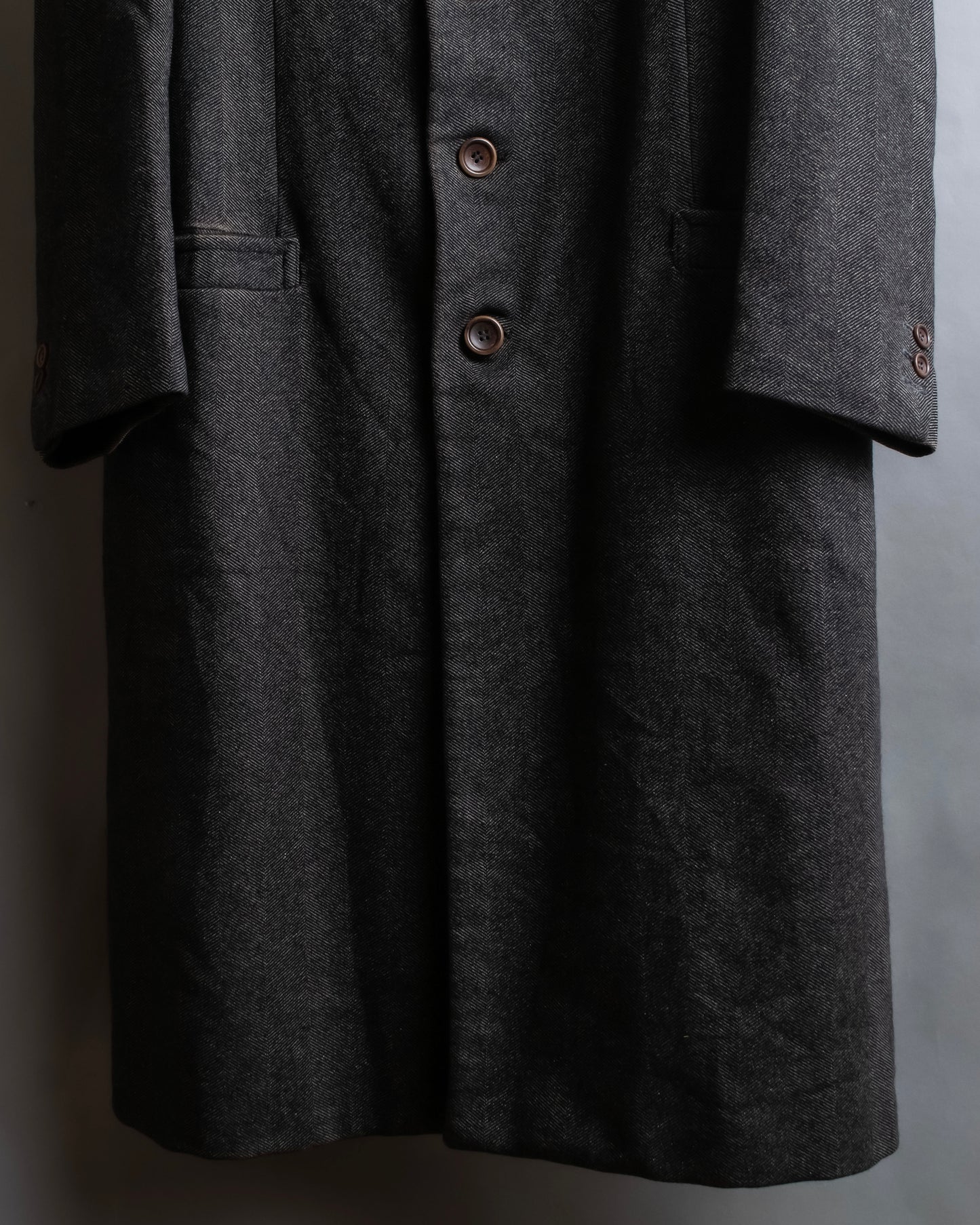 "ARMANI COLLEZIONI" Shoulder width structured oversized herringbone chester coat