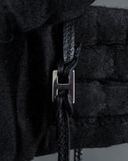 "HERMES" H motif design leather choker