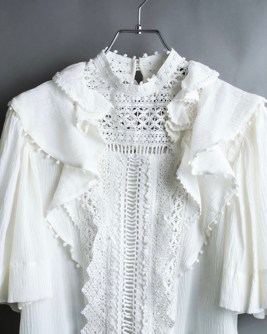 "ISABEL MARANT" Lace knit frill docking sheer blouse
