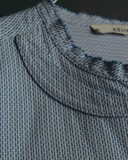 "CÉLINE" 10's Textured cotton collarless tunic shirt