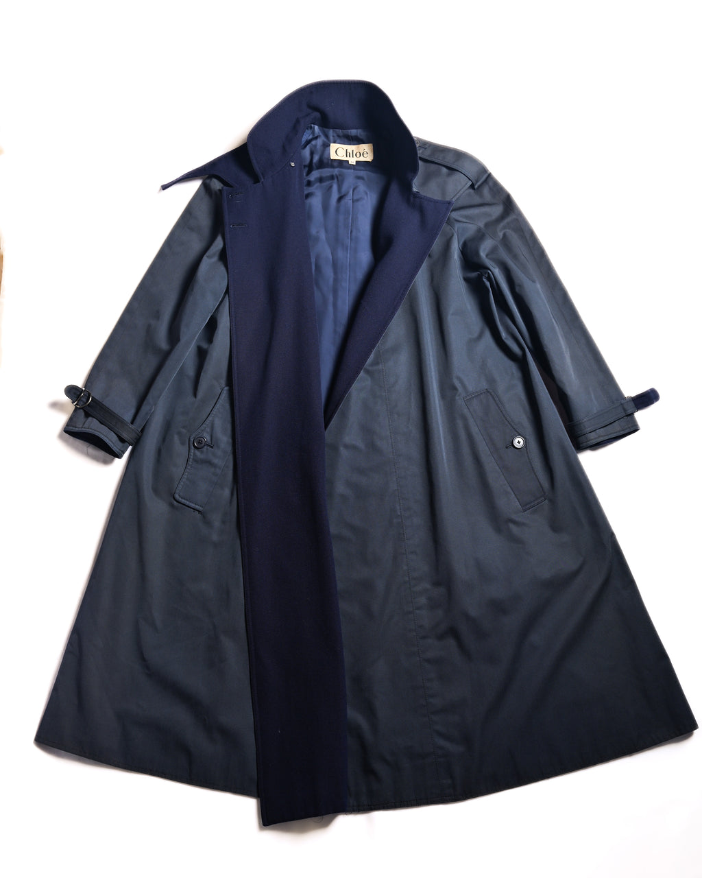 Chloe/ Beautiful A-Line Silhouette Trench Coat Navy
