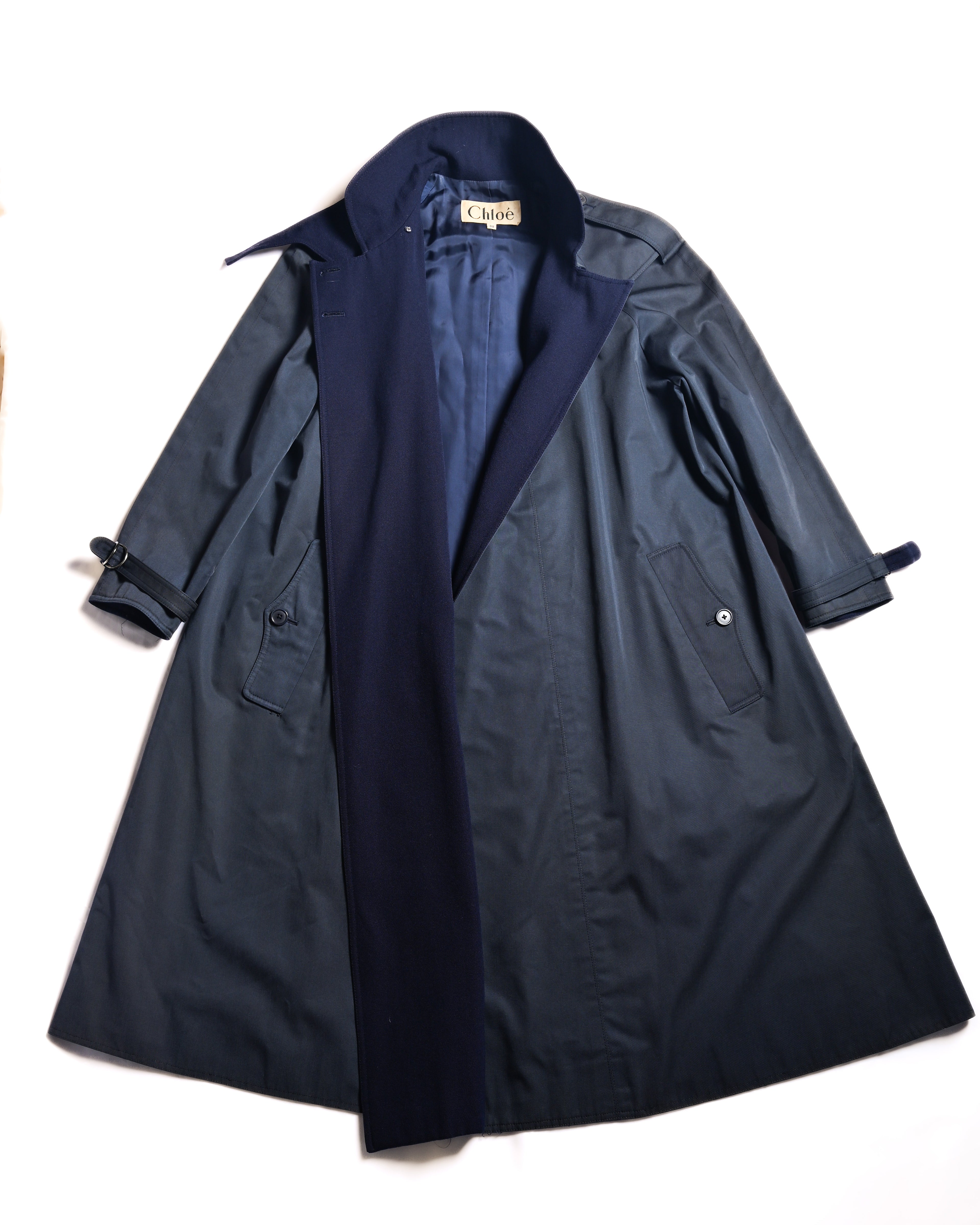 Chloe/ Beautiful A-Line Silhouette Trench Coat Navy