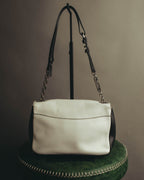 "Salvatore Ferragamo" 10's Bicolor leather chain shoulder bag