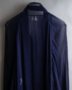 "HERMES" Bowtie detail balloon sleeve sheer pullover