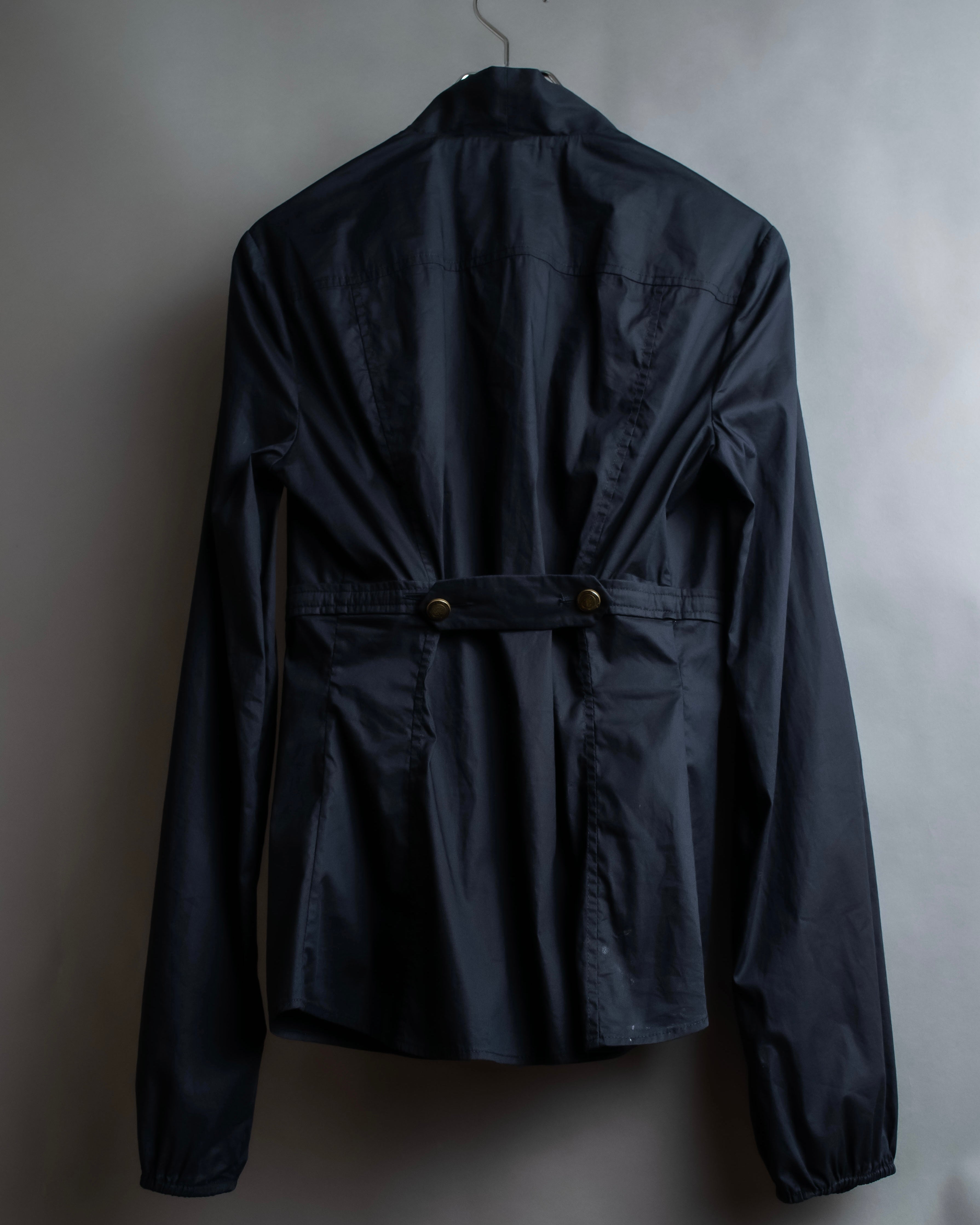 "GUCCI" No collar design gold button accents blouse