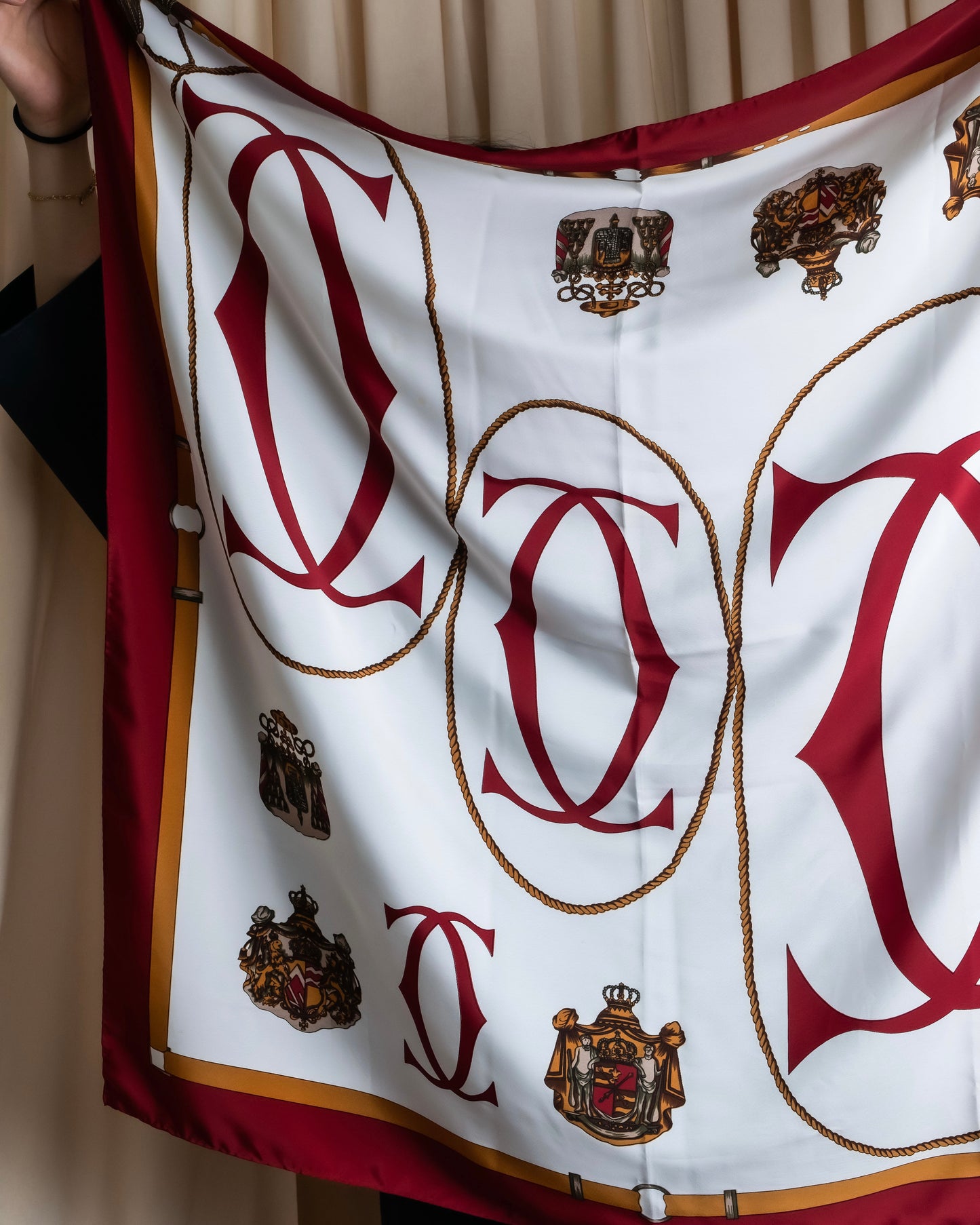 "Cartier" 2C logo printed silk square scarf