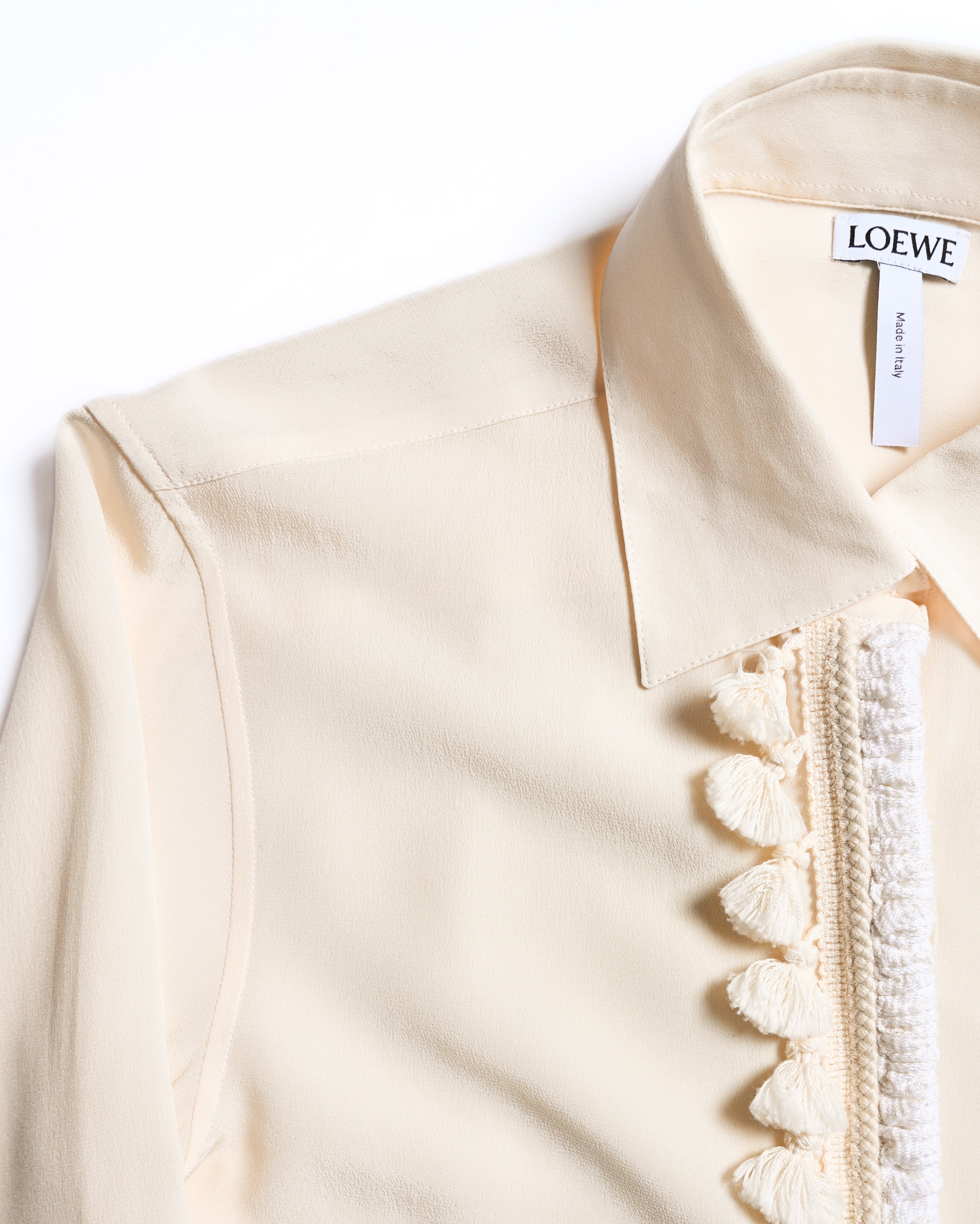 LOEWE by Jonathan Anderson/ Front Rope Trim Designed Dress Shirt Ivory