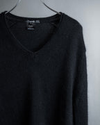 "GUCCI" Silky mix angora V-neck knit pullover