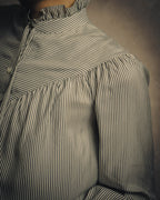 -SPECIAL- “CELINE” 2018’s silk striped ruffle bow blouse