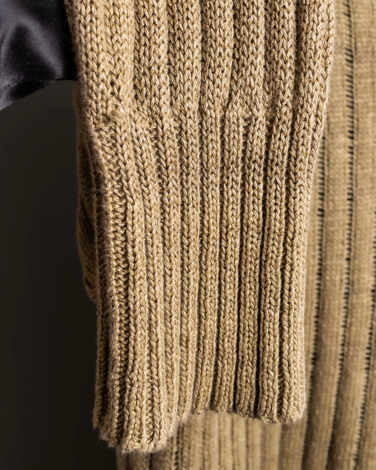 "MAISON MARGIELA" Ribbed drawcord cotton linen knit pullover