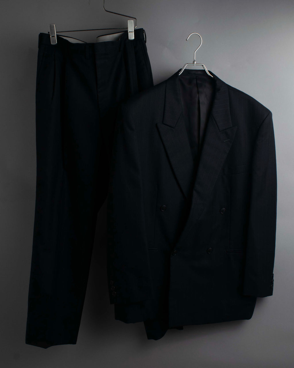 "YVES SAINT LAURENT" 00's shadow stripe pattern beautiful tailoring set up