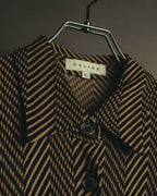 “CELINE” 90’s-00’s Chevron patterned long shirt dress