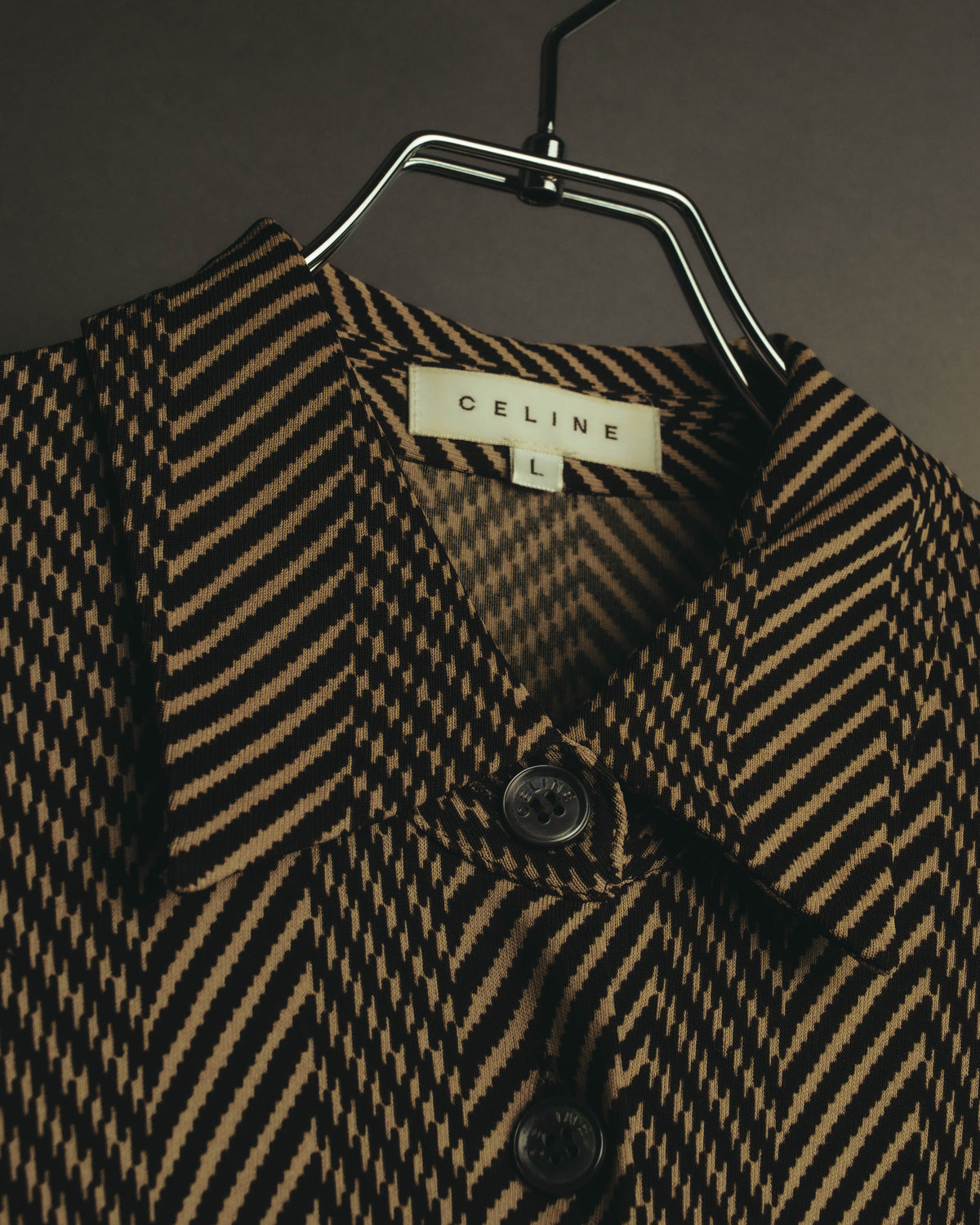 “CELINE” 90’s-00’s Chevron patterned long shirt dress
