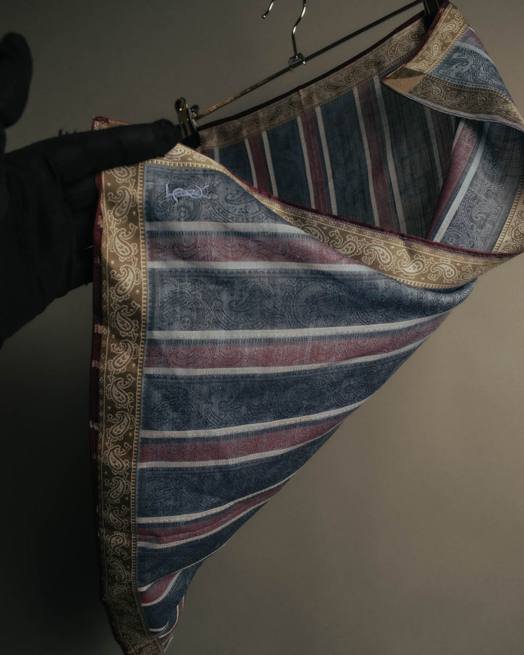“Yves Saint Laurent” 90’s-00’s Paisley stripe cotton scarf