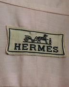 "Hermès" 80's-early 90's Pale pink herringbone cotton dress shirt