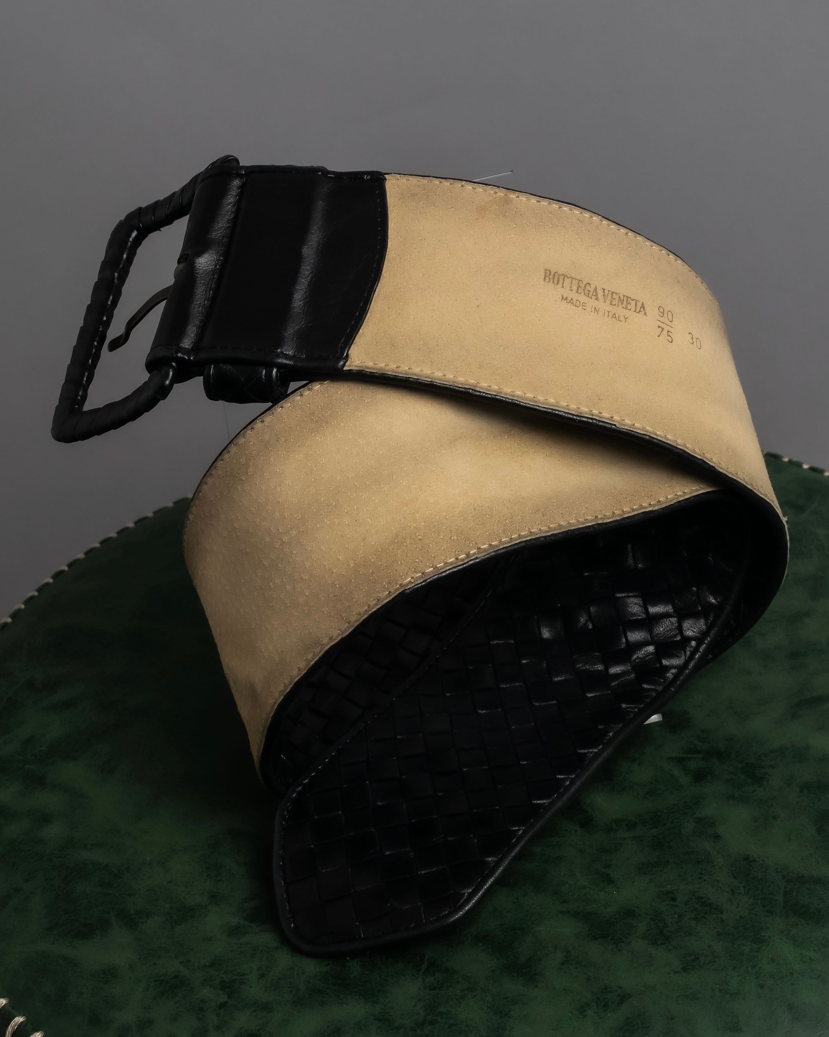 "BOTTEGA VENETA" Intrecciato style wide leather belt