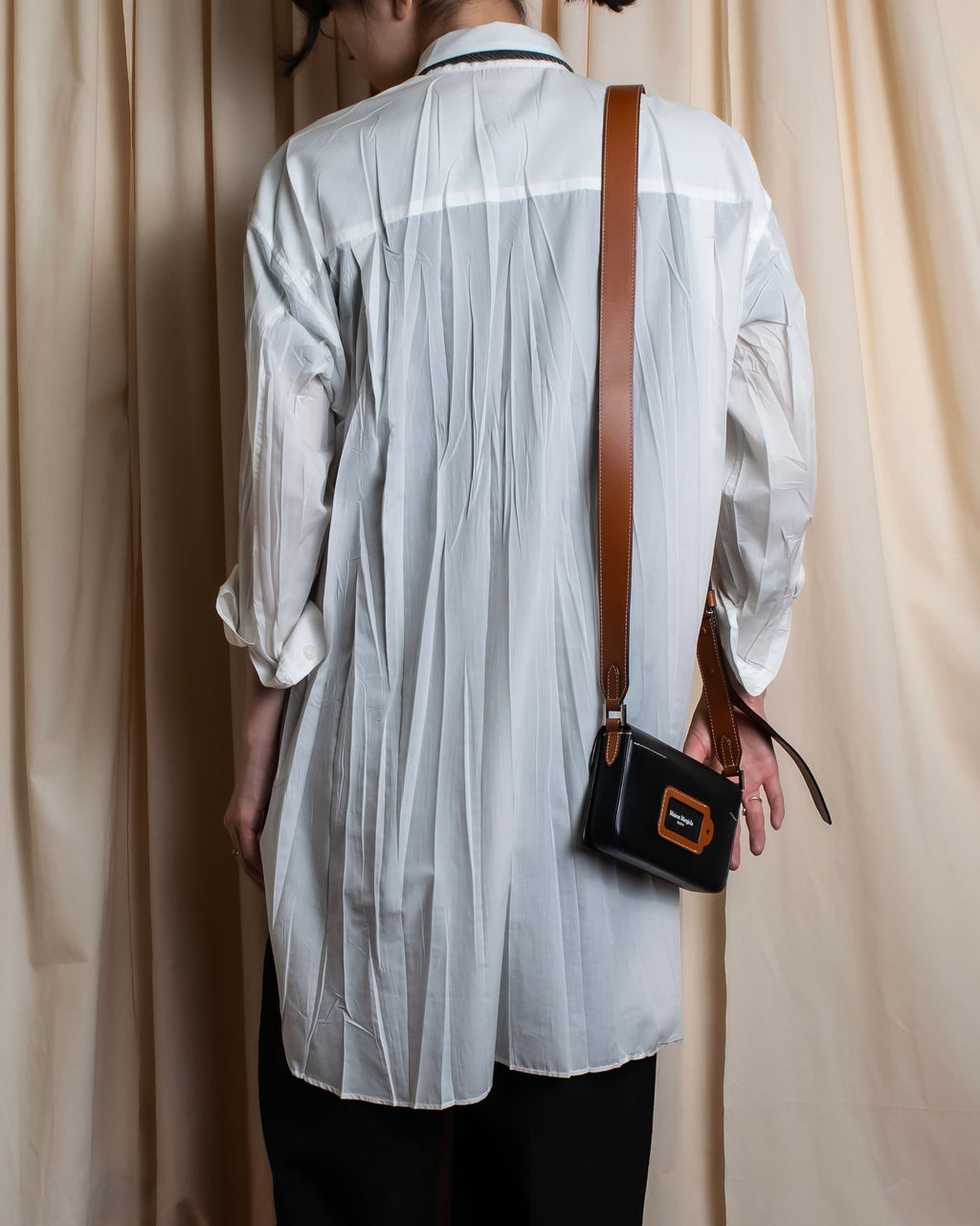 "ISSEY MIYAKE" Pleated design polyester long shirt