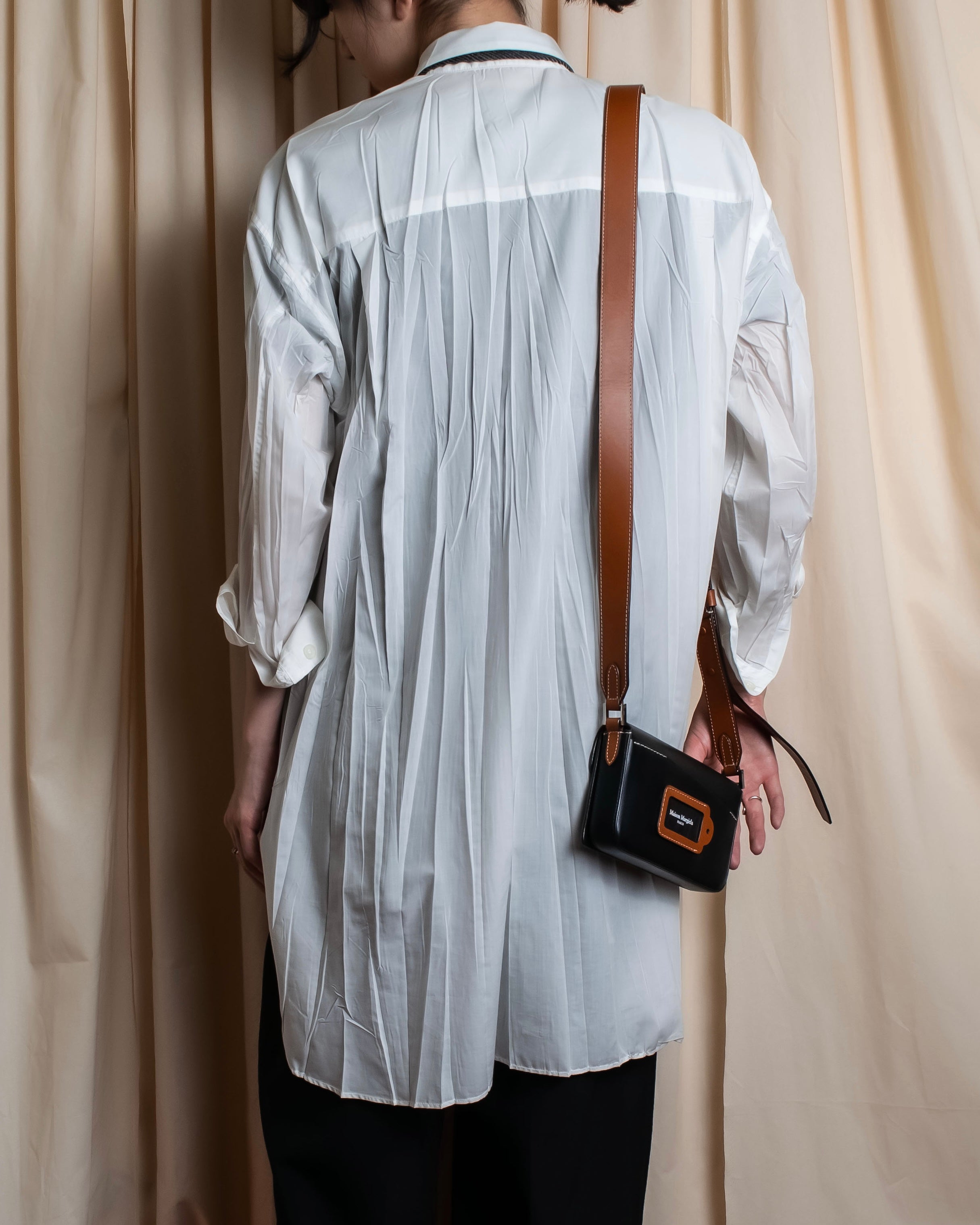 "ISSEY MIYAKE" Pleated design polyester long shirt