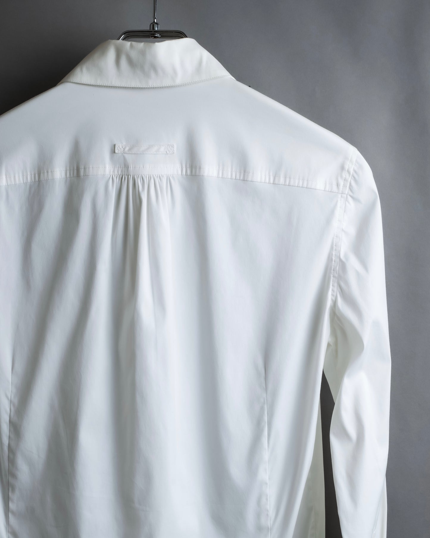 "BALENCIAGA" Gathered design box cut white shirt