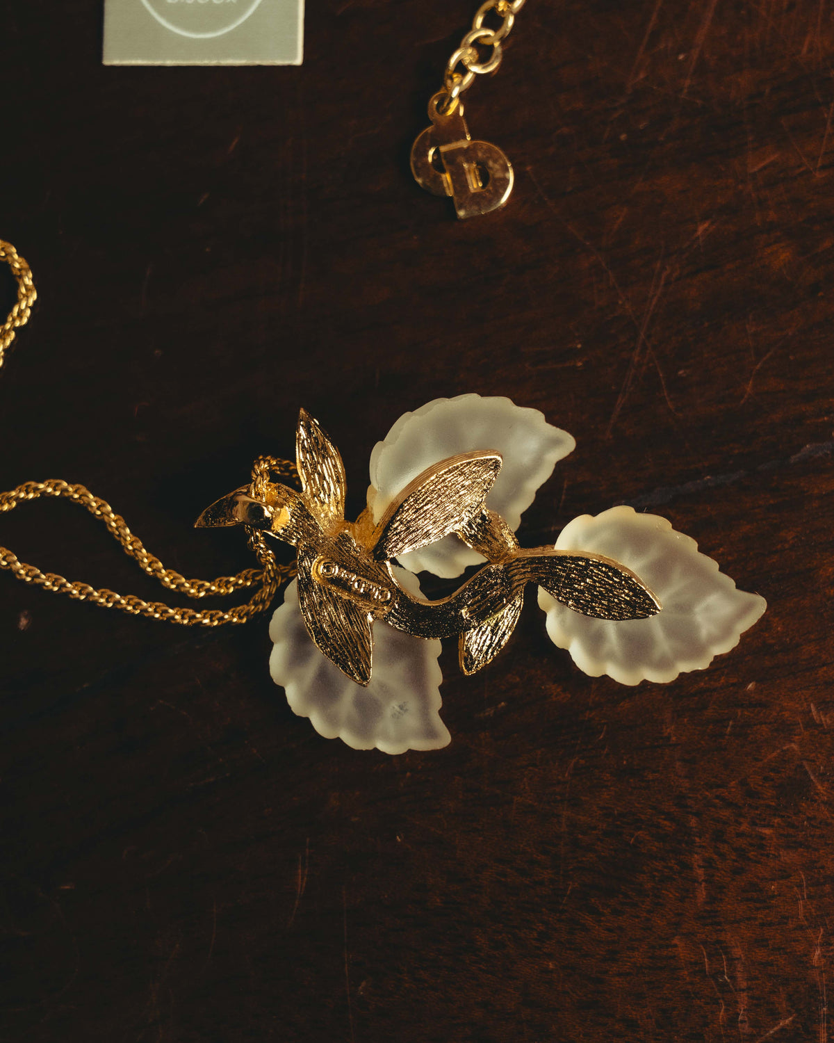 "Christian Dior" 70's-80's Sculptural leaf pendant necklace