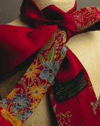 "GUCCI" 70's-80's Floral silk scarf tie