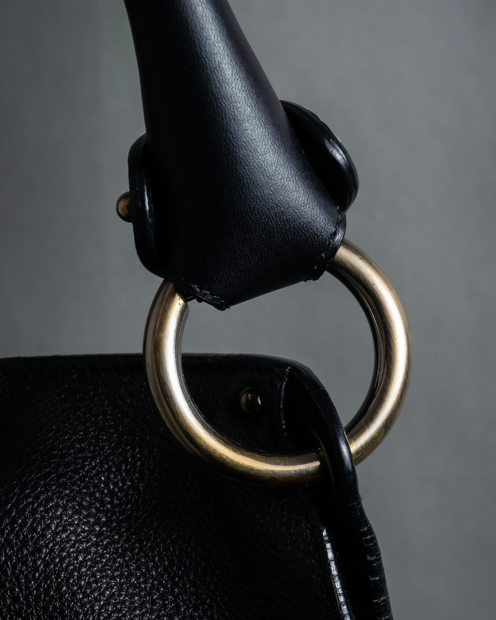 "Salvatore Ferragamo" Gancini reconstructed design shrink leather bag