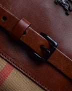 "BURBERRY" Harness detail check canvas leather bag