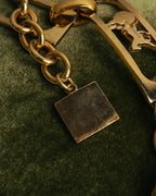 "CELINE" 70's-80's Sulky motif gold metal chain belt