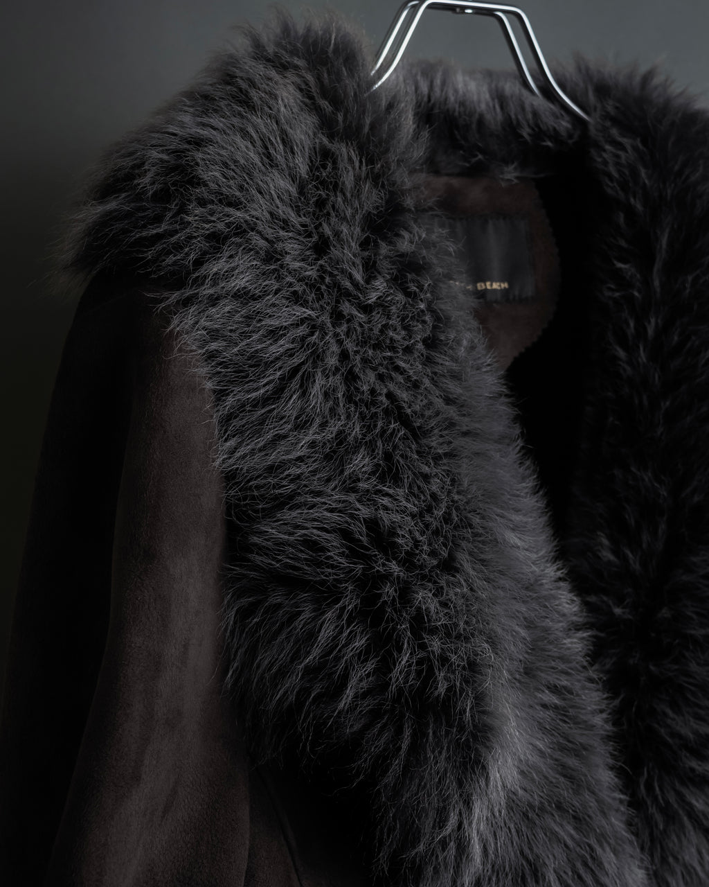 "NORTH BEACH" Smoky lamb fur design suede leather coat