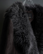 "NORTH BEACH" Smoky lamb fur design suede leather coat