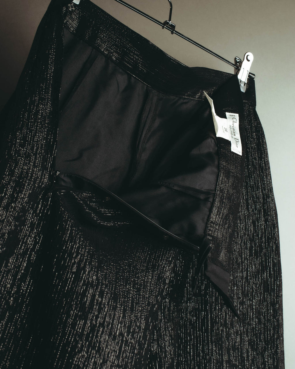 -SPECIAL- "Christian Dior" 00's Metallic silk blend fluid wide-leg trousers
