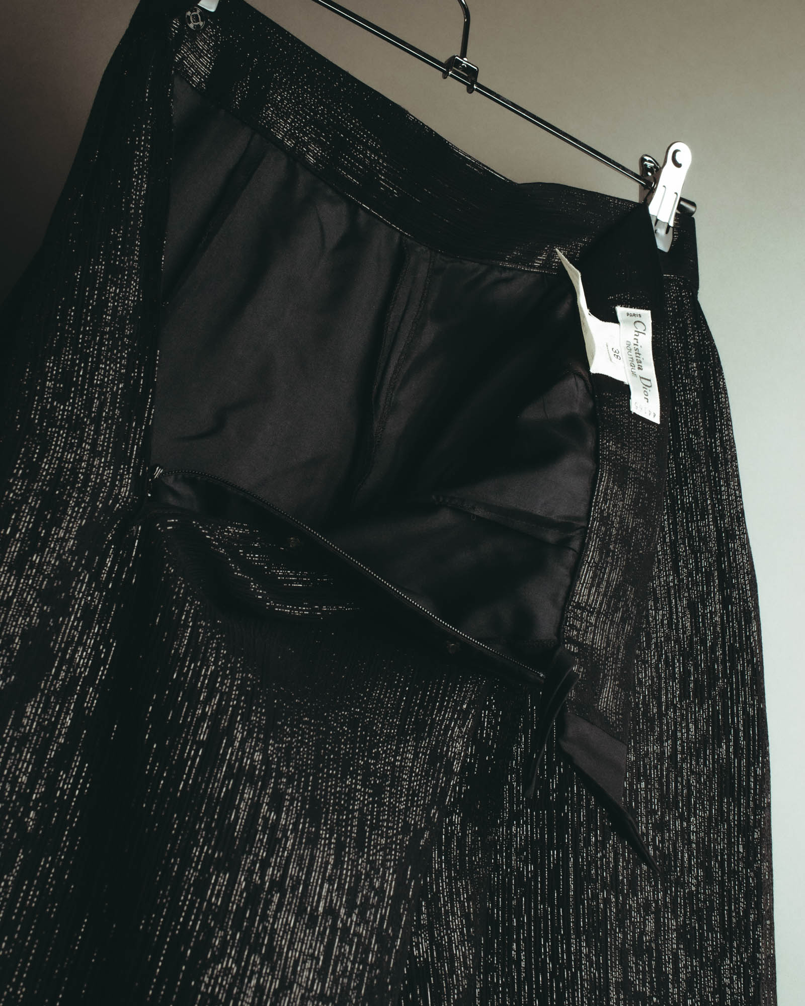 -SPECIAL- "Christian Dior" 00's Metallic silk blend fluid wide-leg trousers