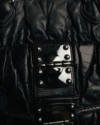 -SPECIAL- "MIU MIU" 00's-10's Glossy gathered leather handbag