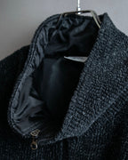 "Vintage fine ribbed knit stand-up collar jacket"