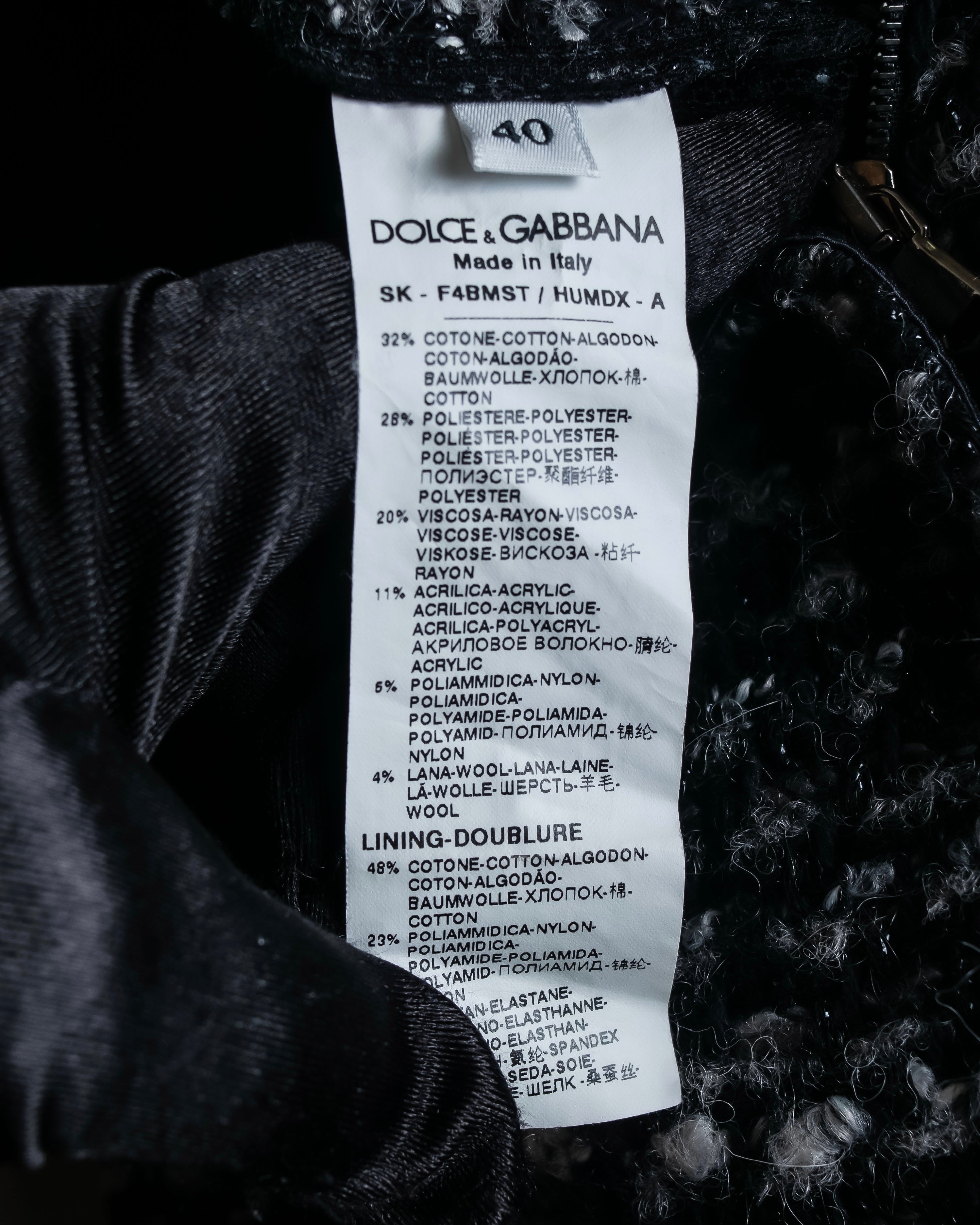 "Dolce &amp; Gabbana" Tweed raw edge flared skirt