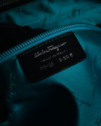 “Salvatore Ferragamo” 90’s-00’s wicker gancini leather handbag