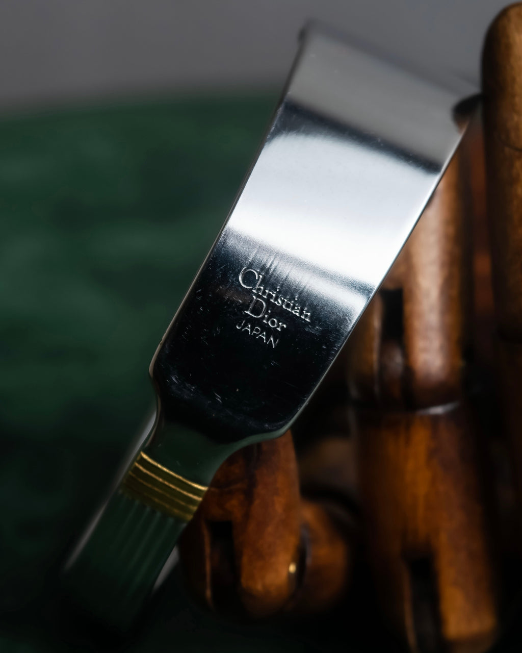 "Christian Dior" Ribbed design gold combination polished silver bangle