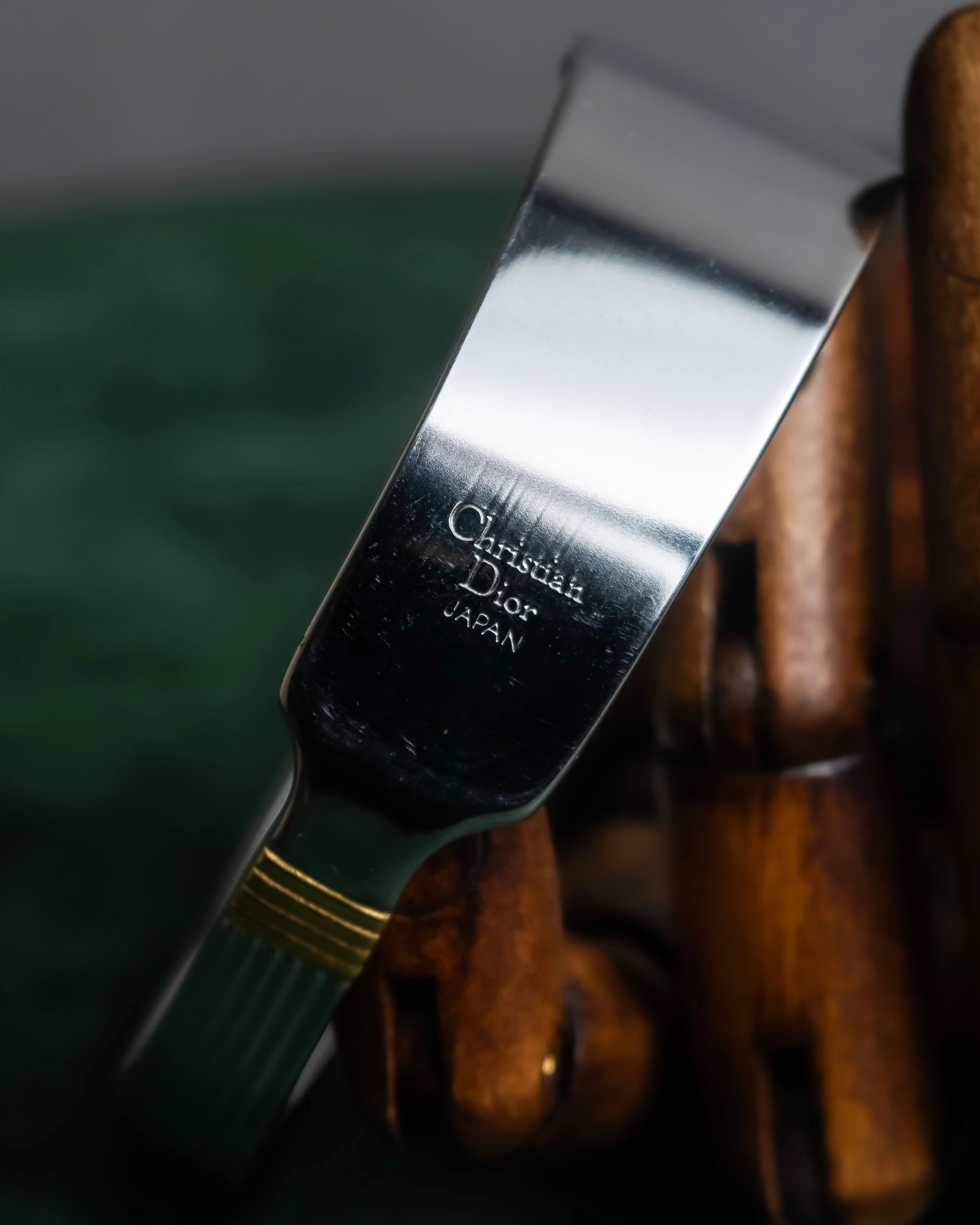 "Christian Dior" Ribbed design gold combination polished silver bangle