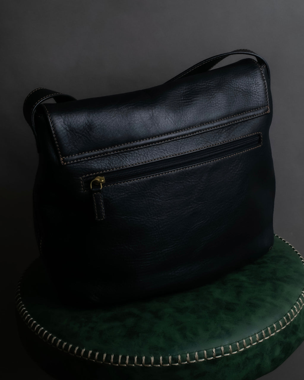 "Ralph Lauren" Saddle＆stirrup motif grained leather shoulder bag