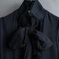 "YVES SAINT LAURENT" 2002 AW Scarf docking tulle design silk double zipper blouse