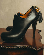 -SPECIAL- "Gucci" 10's Vintage bamboo tassel leather platform booties